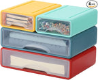 OSteed Desktop Drawers for Paper, Stackable Office Storage Drawers for Desk, Craft Organizer and Storage Bins, 4 Mixed Storage Container with Plastic Drawers for Office Supplies Desk accessories