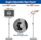 VAIIGO 6Packs Floor Standing Sign Holder Stands for Display 8.5x11Inch Pedestal Poster Sign Stand, Adjustable Sign Holder Stand for Vertical & Horizontal View Sign Display Stand, Silver