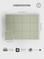 Bumusty Large Cork Board 47"x35" Alternative - 12 Pack Felt Wall Tiles with 70 Safe Removable Adhesive Tabs, 30 Pushpins, Cork Boards for Walls Pin Board Bulletin Board Office Decor (Sage)