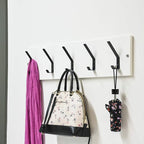 Amazon Basics Wall Mounted Modern Metal Drywall Coat Hooks - Flat Black, 5-Pack