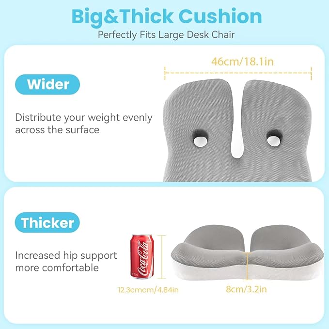 OVRST Seat Cushion,Office Chair Memory Cushion, Ergonomic Design, Relieve Sciatica and Long-Term Sitting Pain, Suitable for desks, car Seats, Games, wheelchairs