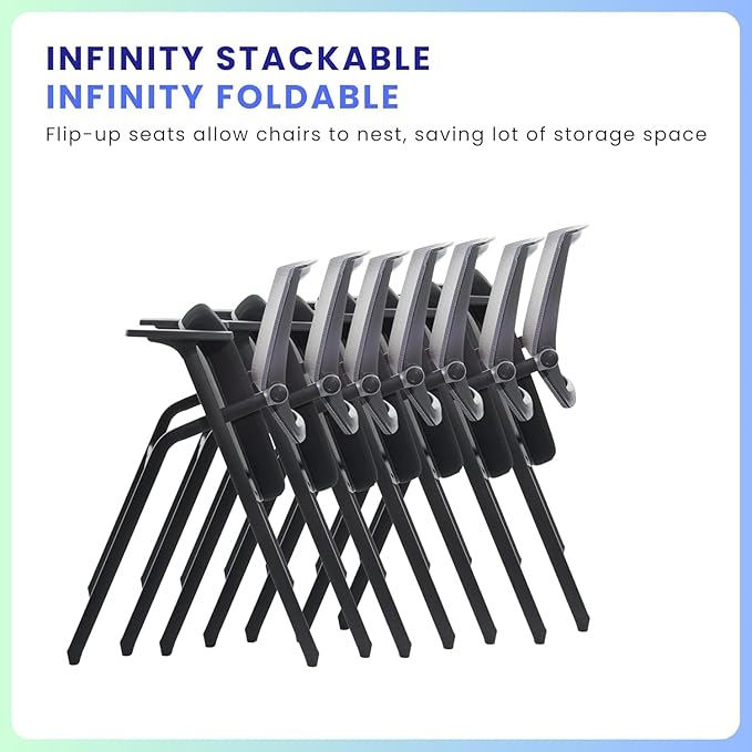 BLANEDUO, 2 Pack Stackable Conference Room Chairs with Paddle Folding Office Foldable Desk Chair Mesh Back and Arms for Conference Meeting Guest Reception Home Office Training Room Chair Black