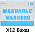 Rarlan Washable Markers Bulk, Markers for Kids, Classpack, 12 Colors,12 Boxes, 144 Count