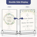 PPH-Sisy Clear Acrylic Sign Holder 8.5X11 with Silver Borders Display Stand, Double Sided Acrylic Picture Frames Plastic Sign Holder for Wedding Table Numbers Menu Holder (6 Pack)