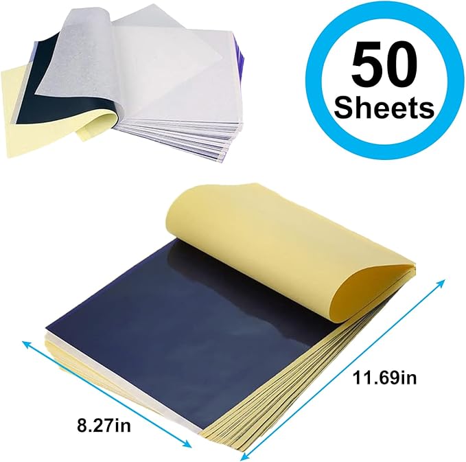 MIUXIA Tattoo Transfer Paper 50 Sheets Tattoo Stencil Paper A4 Size 4 Layers DIY Tattoo Tracing Paper Tattoo Kit Tattoo Supplies