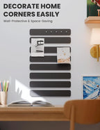 Fluxynara Cork Board Alternative Felt Strip Board 8-Pack 13"x2", Office Pin Board with 50 Push Pins, Adhesive Install for Bedroom Door & Home Office(Black)
