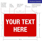 Personalized Custom Red Background Customize for Office, Business, Workplace, Home, Airbnb, Delivery Sign, 10x14 Inches, Rust Free .040 Aluminum, Fade Resistant, Made in USA by Sigo Signs