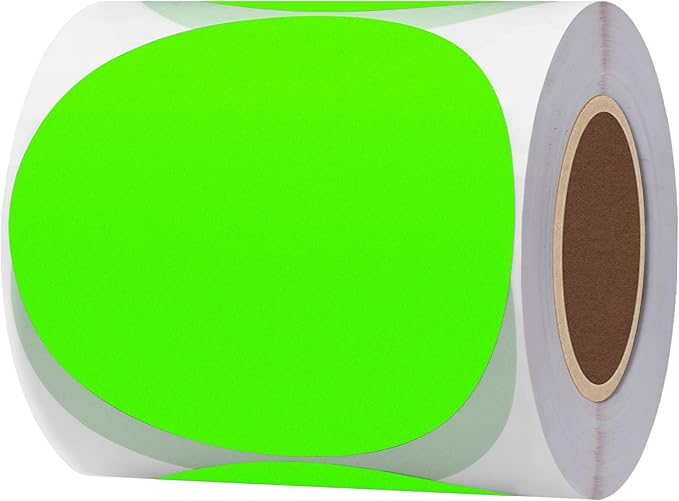 Hybsk Round Color Coding Circle Dots Labels Warehouse Inventory Organizer Stickers (3 inch, Fluorescent Green)