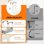 FYY Over The Door Hooks - 4 Pack Heavy Duty Dual-Hook Organizer Hanger with Non-Slip Rubber for Towels, Clothes, Hats & Bags Use in Bathroom, Bedroom, Kitchen - Fits Interior Doors Up to 1 3/8" Beige