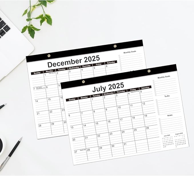 Desk Calendar 2026-12 Months Calendar from January 2026 to December 2026, 2026 Desk Calendar with Thick Paper, 12" x 17", Black
