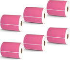 BETCKEY - 4" x 3" Shipping & Multipurpose Labels Compatible with Zebra & Rollo Label Printer,Premium Adhesive & Perforated[Pink, 6 Rolls, 3000 Labels]