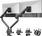 monTEK Dual Monitor Stand Mount with USB for Up to 35" Screens, Each Arm Holds Max 24.25lbs, Full Motion Adjustable Monitor Arm Desk Mount with C-Clamp/Grommet, Space Gray MA1010UCDG-D