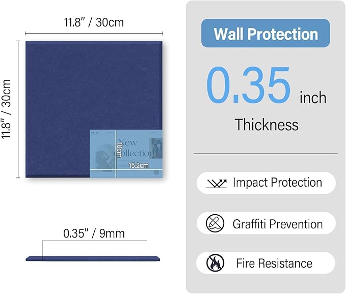 Baysola Large Cork Boards for Walls – 36" x 24" Self Adhesive Felt Wall Tiles, Ideal for Office Black Bulletin Board, Easy to Install Pin Board Photo Board