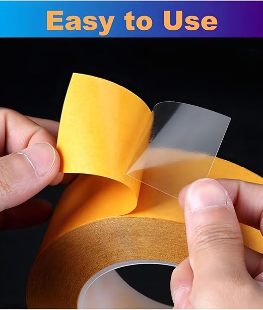 Super Thin Double Sided Adhesive Tape 1Inch x 66Feet Transparent Sticky Tape for Making DIY Crafts, Paste Photo, Scrapbook, Gift Wrap, Rug Fixed, Woodworker, Fashion Clothing, Wall Decor, Cat Training