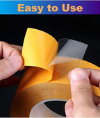 Super Thin Double Sided Adhesive Tape 1Inch x 66Feet Transparent Sticky Tape for Making DIY Crafts, Paste Photo, Scrapbook, Gift Wrap, Rug Fixed, Woodworker, Fashion Clothing, Wall Decor, Cat Training