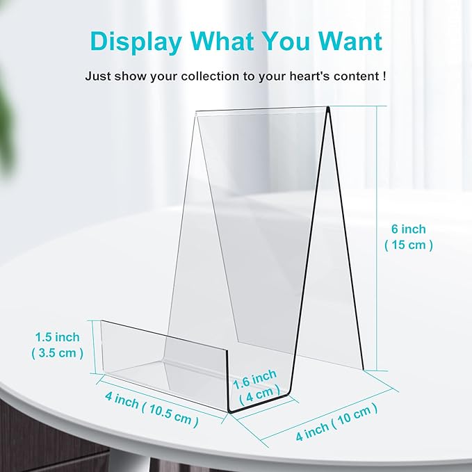 Boloyo Acrylic Book Stand with Ledge,6PC 6 Inch Clear Acrylic Display Easel Transparent Display Stand Holder Tablet Holder for Displaying Books,Magazine,Plate,Pictures,Artworks, CDs