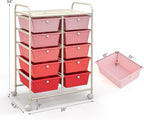 GLACER 10 Drawer Rolling Cart, Storage Cart with Lockable Whieels & Metal Frame, Trolley for Art Craft Oganizer, Mobile Utility Cart for Office, School, Classroom, Kitchen (Pink Gradient)