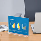 NIUBEE Acrylic Sign Holder 8.5x11 Inches 6 Pack Horizontal, T Shape Double Sided Clear Frames, Plastic Paper Flyer Display Holder, Document Menu Table Stand for Office, Store -Landscape