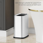 KHMMGK 2.6 Gal Stainless Steel Bathroom Trash Can,Metal Waste Baskets with Removable Inner Bucket,Small Office Garbage Can