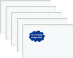(5-Pack) Engineering Graph Paper Pad - 17" x 11" Grid Paper for Engineering, Drafting, Blueprint Drawing, 125 Sheets/250 Pages 4x4 Blue Quad Rule by Better Office Products