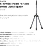 SMALLRIG 74.8"/ 6.23 ft Adjustable Light Stand Photography, Max Load 8.8 lb, Compact Lighting Tripod Stand for Softbox, Flashlights, Ring Light, LED Video Lights, COB Light, Folded Size 16.5" - 5475