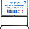 Max-officoo Large Dry Erase White Board with Rolling Stand 72"x48" Double-Sided Mobile Magnetic Whiteboard on Wheels, Including 3 Magnetic Erasers, 7 Markers, 30 Magnets