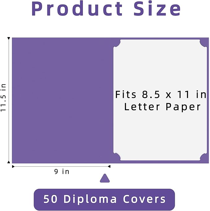 HAUTOCO 50 Packs Certificate Holders, Purple Diploma Holders, Document Award Covers Certificate Folders with Gold Foil Border for 8.5x11 Letter Size