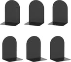 Lulonpon 6 Pieces Book Ends, Bookends, Books Stand, Metal Bookend for Shelves, Black Book Ends for School, Library, Desktop Organizer
