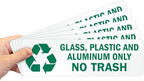 SmartSign Glass, Plastic and Aluminum Only No Trash Pack of 5 Recycle Labels | 3" x 10" Laminated Vinyl, Made in USA