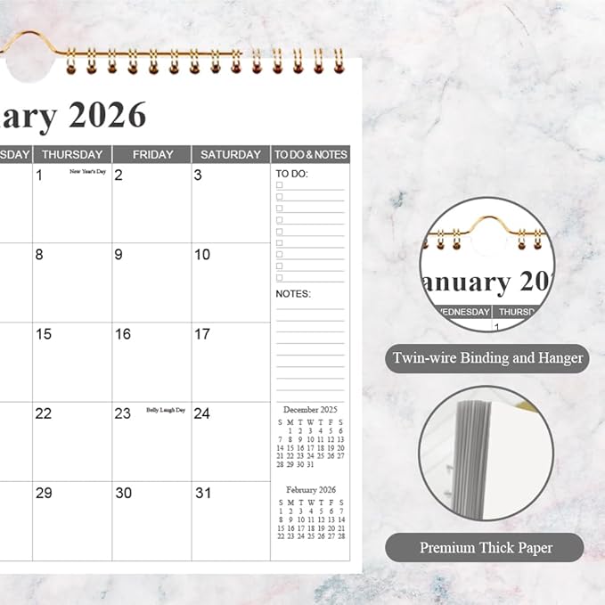 2026 Calendar - 18 Months Calendar 2026-2027 from January 2026 - June 2027, Wall Calendar 2026-2027 with Thick Paper, 11.5" x 14.5", Black