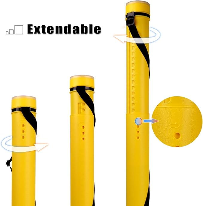 TRANSON Durable Poster Storage Tube with Straps 24"-40" Extendable for Blueprints, Artwork, Maps, Posters Color Yellow