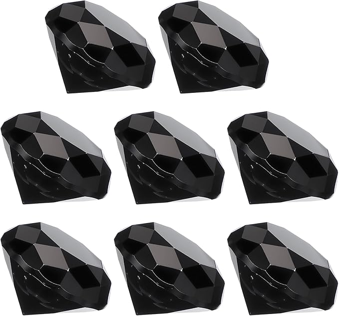 PATIKIL 8 Pcs Diamond Crystal Paperweight, 40mm / 1.57 Inch Crystal Paperweight Paper Weight for Home Office Desktop Table Decor Wedding Party Jewelry Ornaments, Black