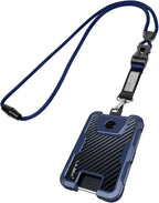 LIUGX Carbon Fiber Badge Holder with Heavy Duty Breakaway Lanyard, Durable ID Card Holder (Holds 6 Cards) with Quick Release Detachable Buckle, Metal Clip, American Flag