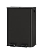 GarveeHome 2 x 8 gal Stainless Steel Double Trash Can with Lid for Kitchen, Large Dual Trash and Recycle Bin Combo, Step-on Kitchen Metal Garbage Cans, PP Inner Buckets, Liner Rim, Matte Black