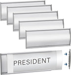 Plecterco 6 Pcs Office Door Signs - 8" x 3" Curved Name Plate Holders for Office, Wall-Mount Door Signs with Plastic Film and Adhesive Tape (Silver) (6, Silver)