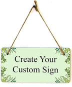 Signs ByLITA Greenery Wreath Personalized Hanging Wall or Door Sign (5 x 10") | Custom Signage for Your Home & Business