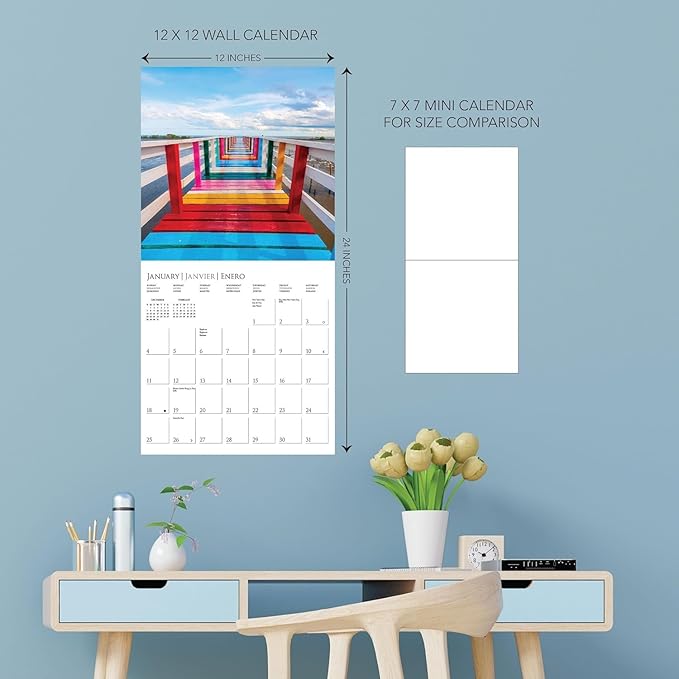Graphique 2026 A Colorful World Wall Calendar | 12” x 12” | Thick Paper | Home & Office Organizer | Large Monthly Grid | 3 Languages & Marked Holidays | 4 Month Preview Page for 2027