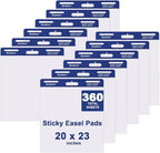 Comix Sticky Easel Pad, 20 x 23 Inches Flip Chart Paper for Teachers, Large Self Stick Easel Paper, 30 Sheets/Pad, 12 Pads/Pack