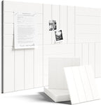 Fluxynara Felt Bulletin Board Tiles Large 36" x 24"Cork Board Alternative-6 Pack with 40 Adhesive Tabs, Thick Slat Wall Panels for Office Decor, Push Pin Board Wall Organizer Alternative - Milky White
