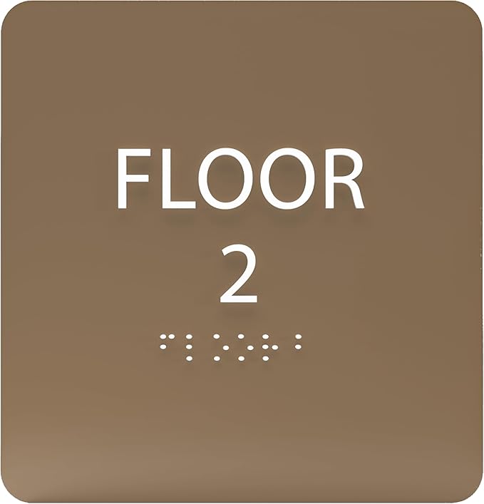 Modern Olive ADA Floor 2 Sign with Braille – Made from Durable Acrylic and Ready to Mount