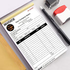 Custom Carbonless Sales Invoice Form Books for Small Business, Personalized NCR 2-Part Receipt Book with Carbon Copies, Cover Add Company Name, Address and Number Printed