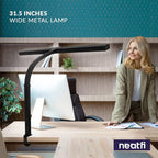 Neatfi 3000 Lumens Flex LED Desk Lamp with Clamp, Dimmable, 5 Adjustable Brightness Levels & 5 Light Modes, Memory Function, Eye-Caring & Flexible Lamp for Home & Office (31.5 Inches, Black)