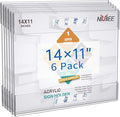 NIUBEE Acrylic Sign Holder 14x11 Inches Horizontal, Clear Plastic Wall Mount Sign Holder Poster Paper Holder with Double Sided Adhesive Tape for Office, Home, Store, Restaurant-No Drilling(6 Pack)