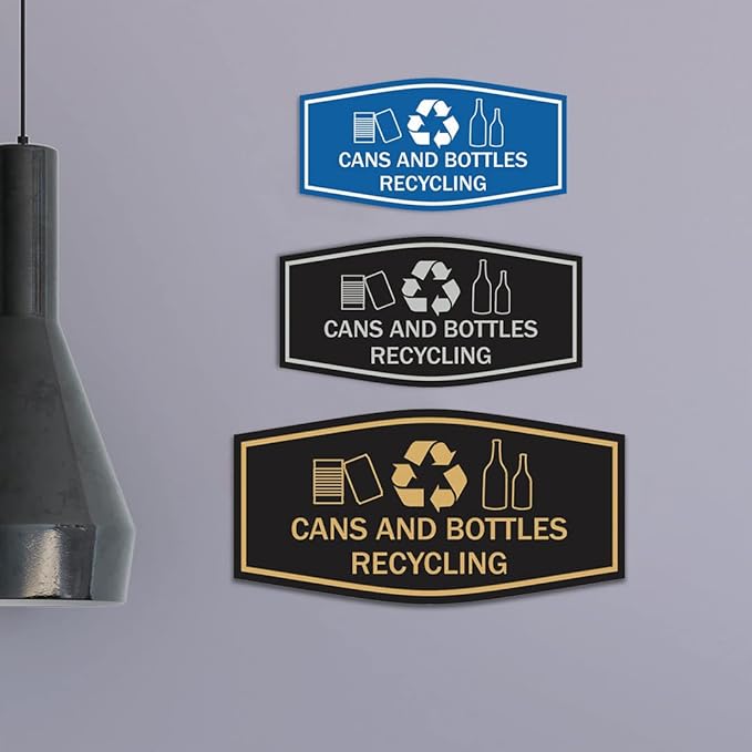 Fancy Cans and Bottles Recycling Sign (White) - Small
