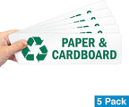 SmartSign "Paper and Cardboard" Pack of 5 Recycle Labels | 3" x 10" Laminated Vinyl, Made in USA