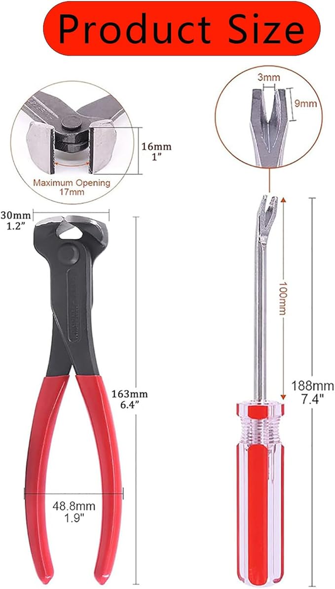 Upholstery Staple Remover Tack Puller Nail Remover Tool Set Nail Puller Plier, Staple Puller, Tack Lifter, Fastener Remover, for Furniture Floor Wall Wooden Case Car Photo Frame (2 pcs)