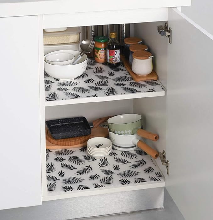 Leaf Shelf Liner for Kitchen Cabinets Non-Adhesive Drawer Liner Non-Slip Refrigerator Liner Waterproof Fridge Pad Cupboard Mat