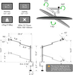 Viozon Monitor and Laptop Mount, 2-in-1 Adjustable Dual Arm Desk Mounts Single Desk Arm Stand/Holder for 17 to 32 Inch LCD Computer Screens, Extra Tray Fits 12 to 17 inch Laptops (Silver)