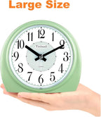 Tinload 5.5" Large Analog Alarm Clock Silent Non Ticking, Gentle Wake, Beep Sounds, Increasing Volume, Battery Operated Snooze and Manual Light, Easy Set