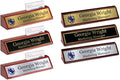 Custom Desk Wedge Name Plate - Personalized Titles and Styles (2x8 Inch, Red Piano Finish w/Name Plate)